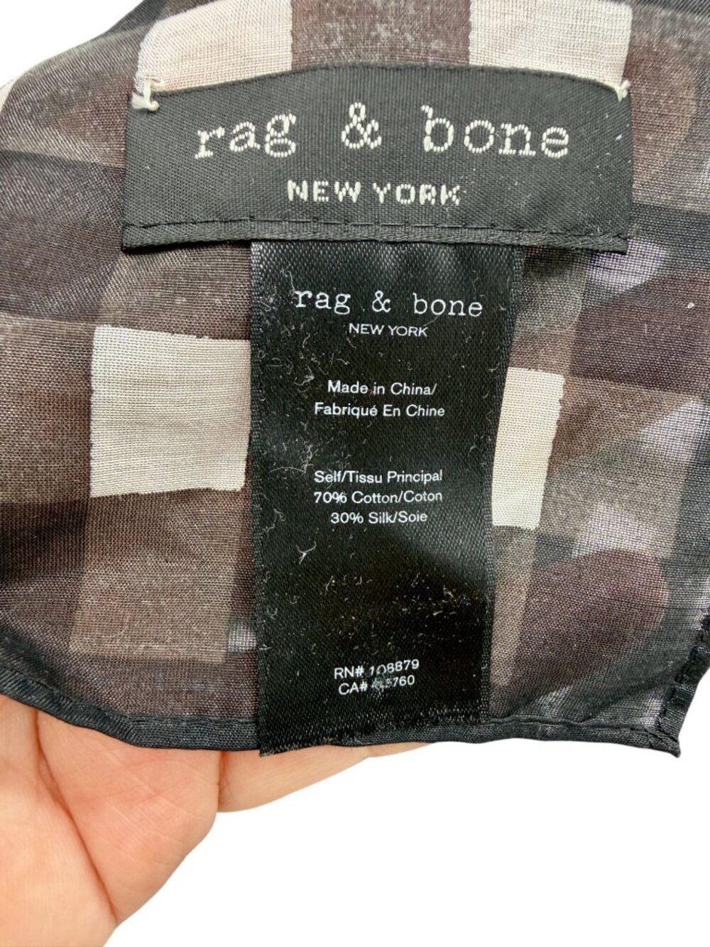 Rag & Bone Black Gingham Bandana / Scarf - Picture 3 of 3
